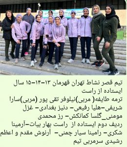 تیم قهرمان قصر نشاط رده 13 -14 - 15 شنای هنری